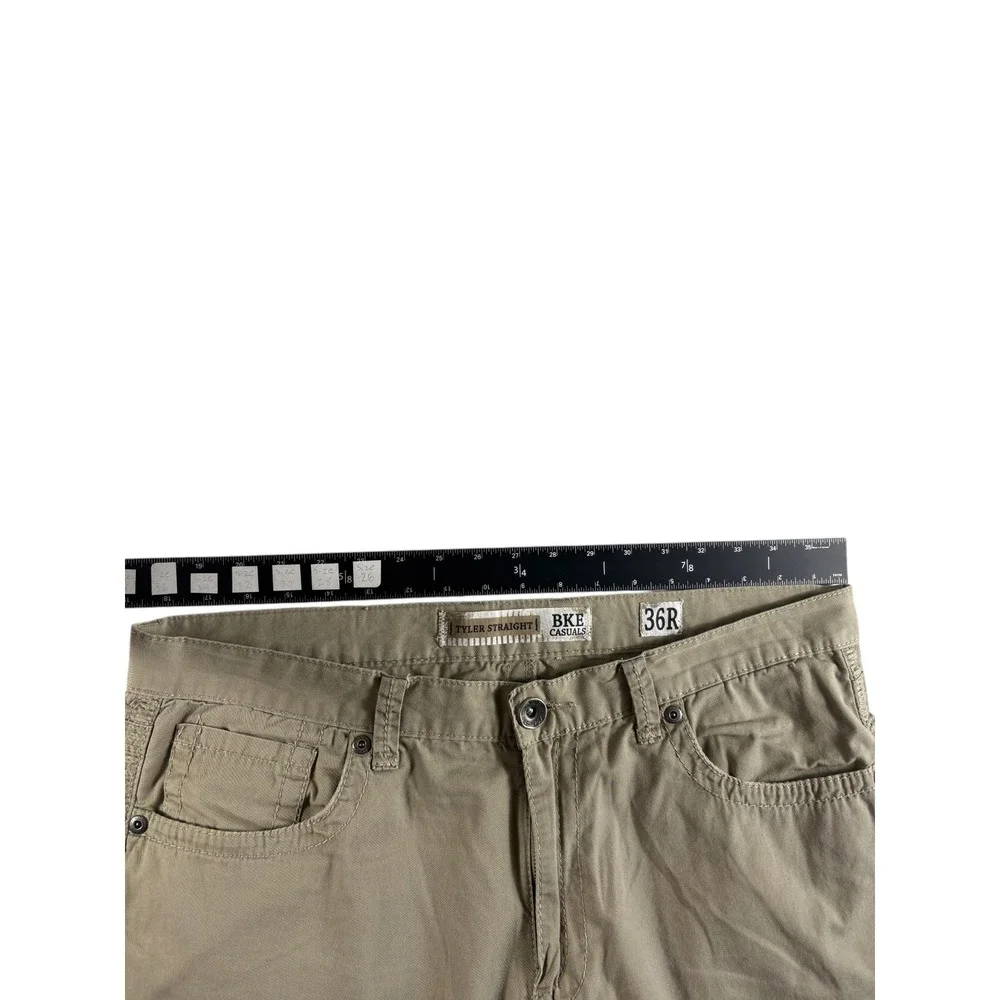 BKE Casuals Tyler Straight Pants Men 36R Khaki Cotton Rugged Workwear Flat Front
